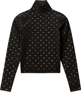 Crystal Logo Turtleneck Black