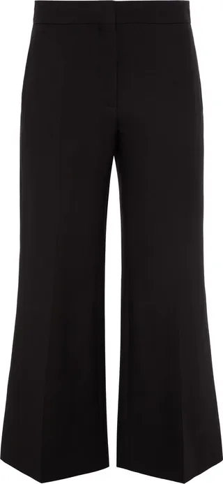 Wool and silk-blend crepe kick-flare pants