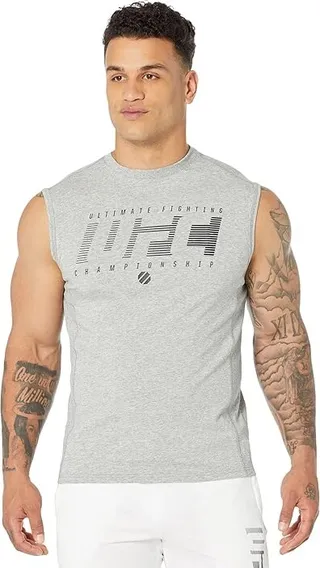 UFC Ultimate Fighting Sleeveless Crew Neck Tee (Sport Grey Heather) Men's Clothing