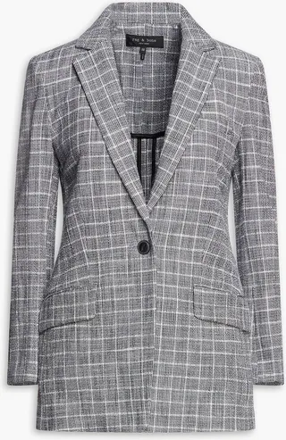 Ames checked cotton-blend tweed blazer