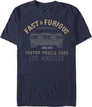 Men's Fast & Furious Custom Muscle Car T-Shirt - Navy Blue - 2X Large