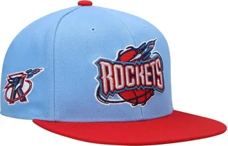 Men's Mitchell & Ness Light Blue and Red Houston Rockets Hardwood Classics Snapback Hat