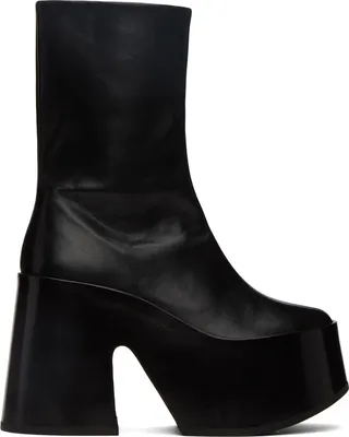 Jil Sander Black Leather Platform Boots