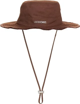 Jacquemus Logo Lettering Frayed Edge Bucket Hat