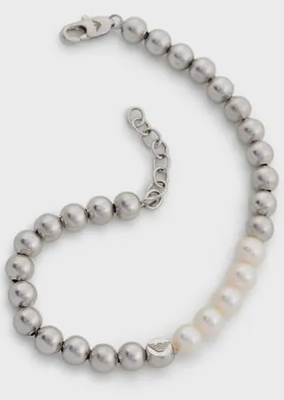 Silver-Tone Brass Beaded Bracelet