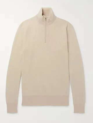 Roadster Striped Cashmere Half-Zip Sweater