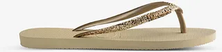 Womens Sand Grey Slim Glitter II Rubber Flip-flops