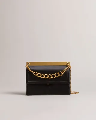 Chunky Chain Mini Shoulder Bag in Black