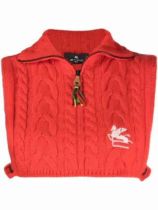 ETRO- Wool-cashmere Blend Cropped Cable-knit Vest