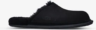 Ugg Mens Black Hyde Faux-fur Lined Leather Slippers