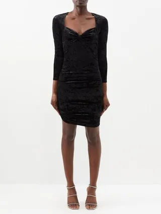 Goji Sweetheart-neck Velvet Mini Dress