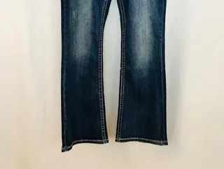 Western V Embellished Easy Bootcut Jeans in Dark Wash