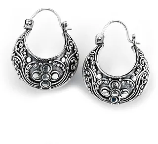 Sterling Silver Scrollwork Pattern Hoop Earrings