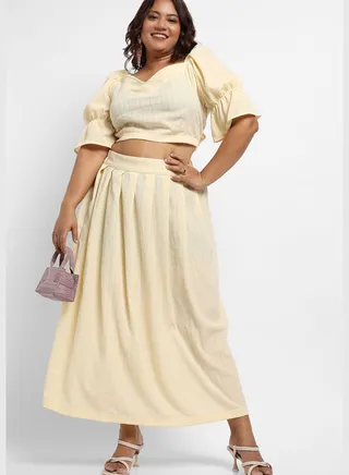 Solid Sweetheart Neck Puff Sleeve Top and Dress Set
