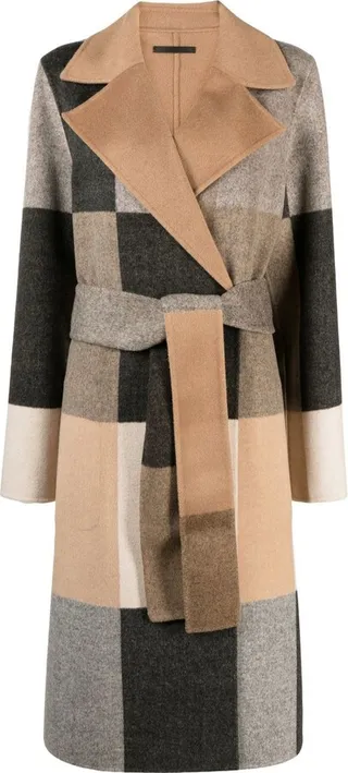 Arline reversible patchwork wool coat