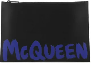 Alexander McQueen Graffiti Logo-Printed Zipped Clutch Bag