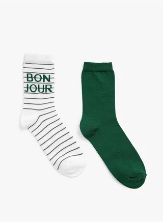 Slogan Printed Socks Set