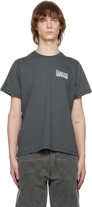 GANNI Gray Loveclub T-Shirt