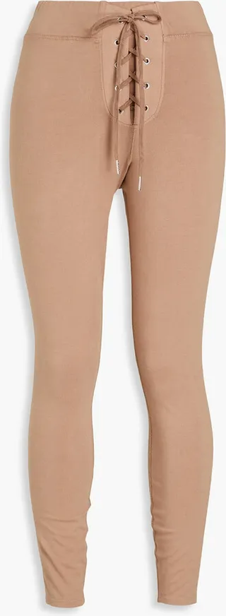 Cropped lace-up stretch-cotton jersey leggings