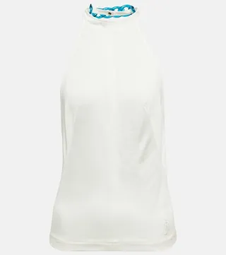 Chain-embellished halterneck top