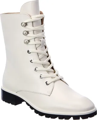 Stuart Weitzman Laine Pearl Leather Combat Boot