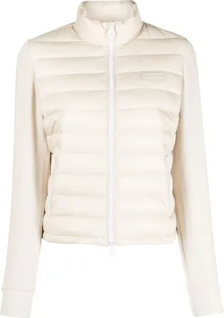 Logo-Patch Quilted-Shell And Jersey Down Jacket