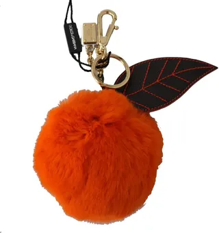 Dolce & Gabbana Leather Fur Clasp Keyring Women's Keychain