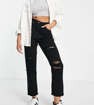 Parisian Tall distressed mom jeans in washed black