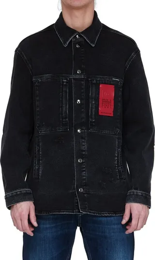 Dolce & Gabbana Faded Logo Printed Denim Jacket