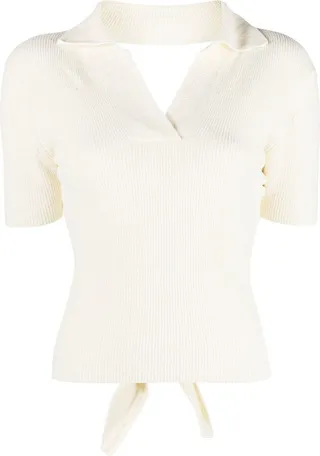 Spread-Collar Knitted Top