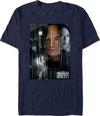 Men's Star Wars: The Book of Boba Fett Faces Of Heroes On Tatooine T-Shirt - Navy Blue - Large