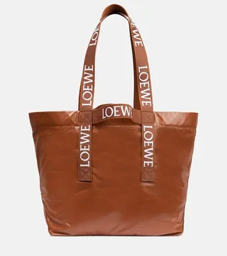 Logo leather shopper