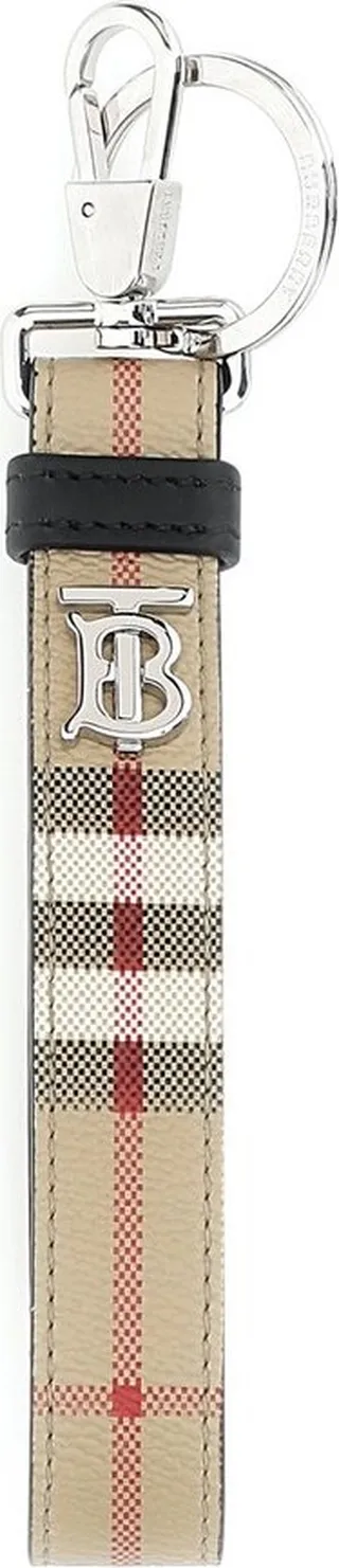Burberry TB Monogram Plaque Checked Keyring