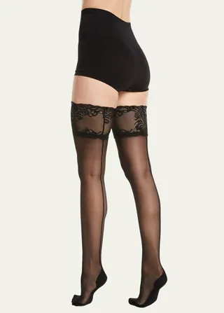 Feathers Escape Back-Seam Thigh Highs Stockings
