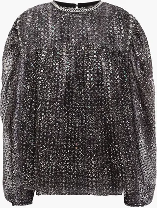 Embellished organza blouse
