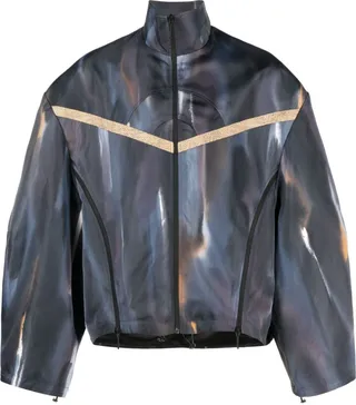 Blue Dawson Abstract Bomber Jacket