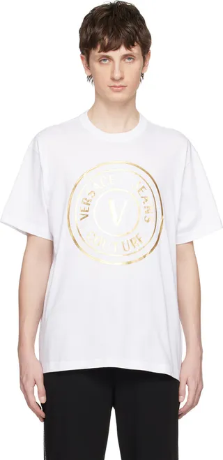 Versace Jeans Couture White V-Emblem T-Shirt