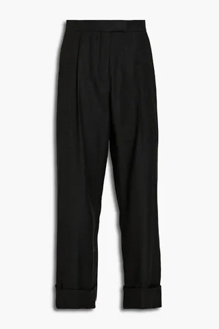Cropped wool-blend flannel straight-leg pants