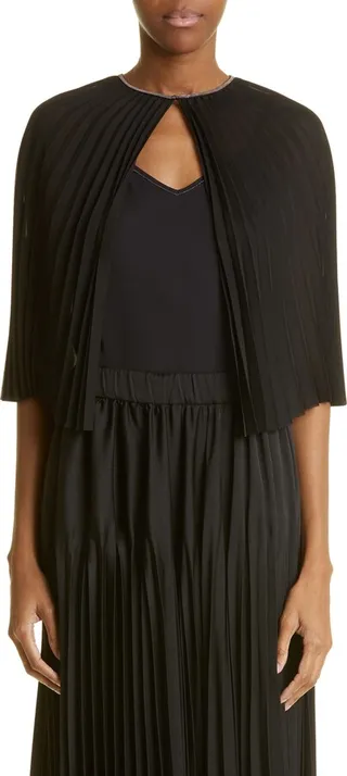 Pleated Chiffon Cape
