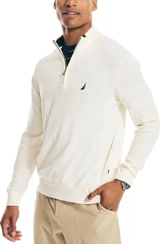 Nautica Men's Navtech Classic-Fit Solid Quarter Zip Sweater