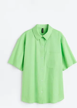 Short-sleeved Linen-blend Shirt