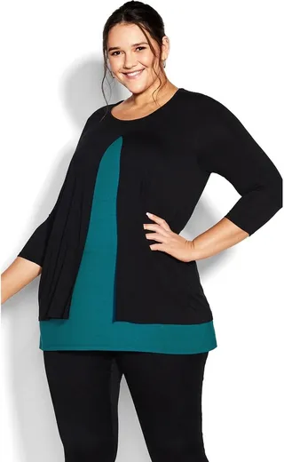 AVENUE | Women's Plus Size Alex Tunic - black teal - 18W