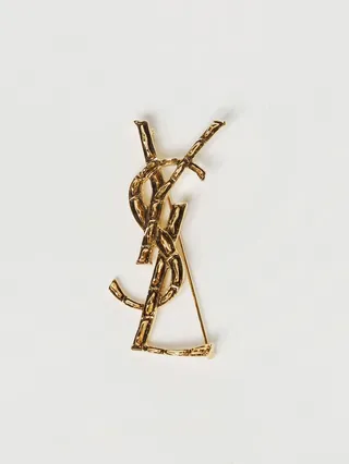 Saint Laurent Opyum brass brooch