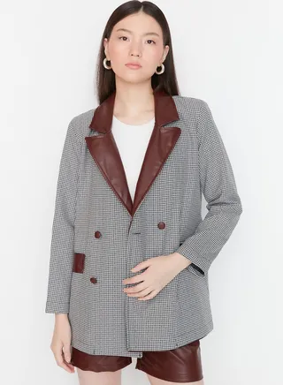 Gingham Double Breasted Blazer