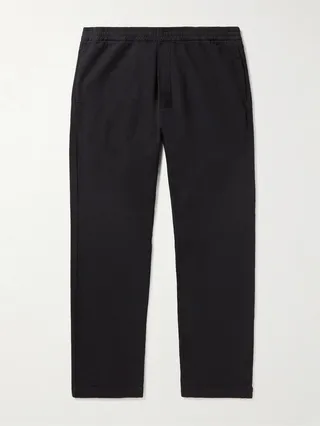 Riobarbo Straight-Leg Cotton-Seersucker Drawstring Trousers
