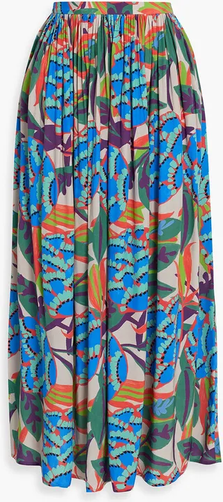 Louisa printed crepe midi skirt