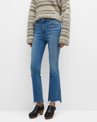 Claudine Cropped Flare Raw Hem Jeans