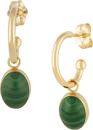 14K Yellow Gold & Malachite Drop Earrings