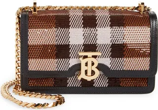 Elongated TB Sequin Check Crossbody Bag