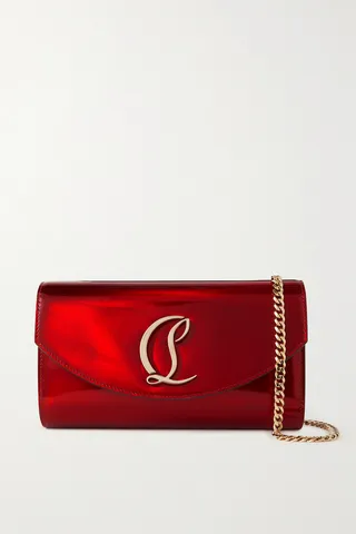 Christian Louboutin - Loubi54 Embellished Metallic Leather Shoulder Bag - Red